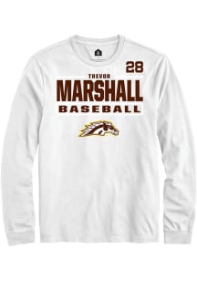 Trevor Marshall Western Michigan Broncos White NIL Stacked Box Long Sleeve Player T Shirt