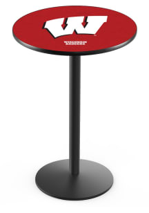 Wisconsin Badgers Black Round Base Pub Table