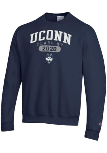Champion UConn Huskies Mens Navy Blue Class of 2028 Powerblend Long Sleeve Crew Sweatshirt