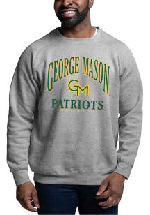 George Mason University Mens Grey Arched Team Name Long Sleeve Crew Sweatshirt