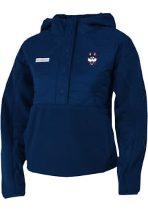 Columbia UConn Huskies Womens Navy Blue Cloud Point Fleece Light Weight Jacket
