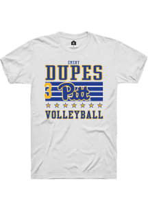 Emery Dupes Pitt Panthers White NIL Striped Short Sleeve Player T Shirt