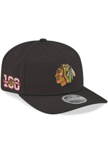 New Era Chicago Blackhawks Centennial 9SEVENTY Stretch Snap Adjustable Hat - Black