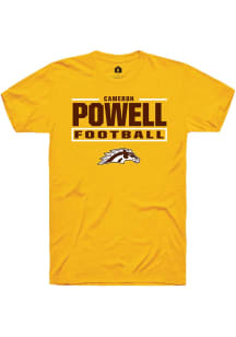 Cameron Powell Western Michigan Broncos Gold Football NIL Stacked Box Short Sleeve Player T Shirt
