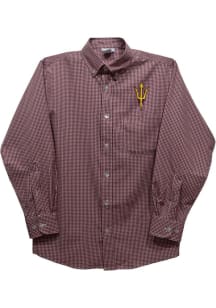 Vive La Fete Arizona State Sun Devils Baby Maroon Gingham Long Sleeve Polo