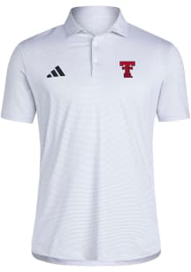 Adidas Texas Tech Red Raiders Mens White Ultimate365 Stripe Short Sleeve Polo