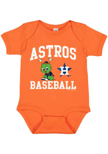 Soft As A Grape Orbit Houston Astros Baby Orange Arched Wordmark Short Sleeve One Piece