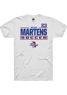 Jordan Martens Tulsa Golden Hurricane White NIL Stacked Box Short Sleeve Player T Shirt