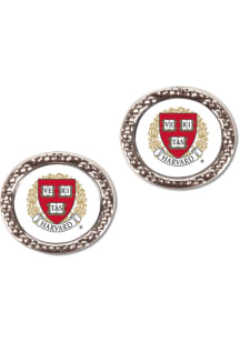 Harvard Crimson Hammered Post Womens Earrings