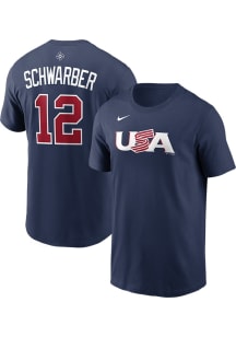 Kyle Schwarber USA Navy Blue World Baseball Classic Short Sleeve Player T Shirt