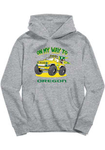 Vive La Fete Oregon Ducks Toddler Grey On My Way Long Sleeve Hooded Sweatshirt