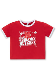 Nebraska Cornhuskers Toddler Girls White Camper Short Sleeve T-Shirt
