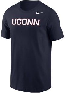 Nike UConn Huskies Navy Blue Wordmark Short Sleeve T Shirt