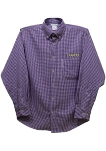 Vive La Fete James Madison Dukes Youth Purple Gingham Long Sleeve Polo
