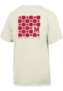 Gear For Sports Maryland Terrapins Womens Ivory Checkered Flowers Short Sleeve T-Shirt