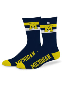 Michigan Wolverines Team Color Two Stripe Mens Crew Socks