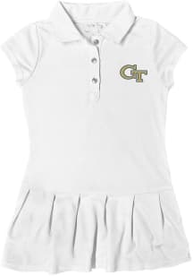 GA Tech Yellow Jackets Toddler Girls White Caroline Short Sleeve Dress