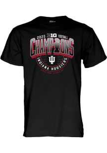Blue 84 Indiana Hoosiers Black 2025 Big Ten Football Champions Locker Room Short Sleeve T Shirt
