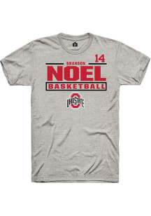 Brandon Noel Ohio State Buckeyes Ash NIL Stacked Box Short Sleeve Player T Shirt