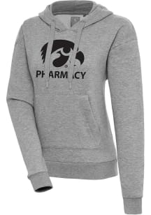 Antigua Iowa Hawkeyes Womens Grey Heather Iowa Pharmacy Victory Hooded Sweatshirt