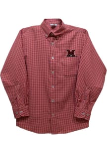 Vive La Fete Miami RedHawks Toddler Red Gingham Long Sleeve Polo