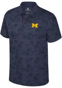Colosseum Michigan Wolverines Mens Navy Blue Fremen Palm Short Sleeve Polo