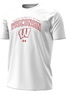 Under Armour Wisconsin Badgers White Wordmark White Out Short Sleeve T Shirt