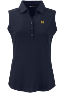 Cutter and Buck Michigan Wolverines Womens Blue Vault Forge Eco Polo Shirt