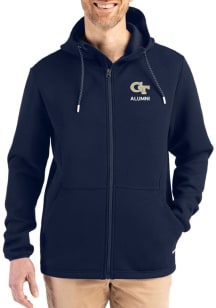 Cutter and Buck GA Tech Yellow Jackets Mens Navy Blue Alumni Epic Comfort Full Zip Light Weight Ja..