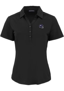 Cutter and Buck Minnesota Vikings Womens Black Helmet Forge Eco Polo Short Sleeve Polo Shirt