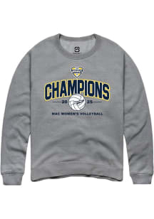 Summit Sportswear Toledo Rockets Mens Grey MAC 2025 Volleyball Champions Long Sleeve Crew Sweatshi..