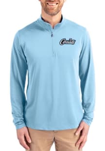 Cutter and Buck UCF Knights Mens Light Blue Virtue Eco Pique Long Sleeve Qtr Zip Pullover