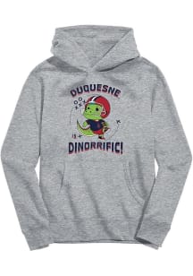 Vive La Fete Duquesne Dukes Toddler Grey Dino-Riffic Long Sleeve Hooded Sweatshirt