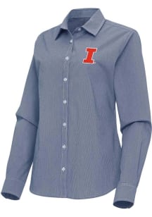 Antigua Illinois Fighting Illini Womens Porter Long Sleeve Navy Blue Dress Shirt