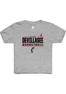 Caliyah DeVillasee Cincinnati Bearcats Youth Grey NIL Stacked Box Player Tee