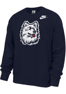 Nike UConn Huskies Mens Navy Blue VAULT HUSKEY Long Sleeve Crew Sweatshirt