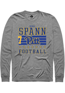 Deuce Spann Pitt Panthers Grey Football NIL Striped Long Sleeve Player T Shirt