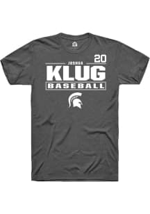Joshua Klug  Michigan State Spartans Dark Grey Rally NIL Stacked Box Short Sleeve T Shirt