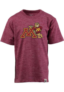 Wes and Willy Minnesota Golden Gophers Boys Maroon Cloudy Yarn Short Sleeve T-Shirt