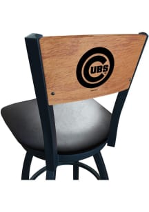 Chicago Cubs Vinyl Seat Maple Back Swivel Pub Stool - Black