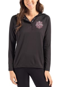 Cutter and Buck Indiana Hoosiers Womens Black 2025 CFP National Champions Coastline Eco Hooded Swe..