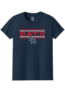 Summit Sportswear Louisville Bats Youth Navy Blue Double Bars Short Sleeve T-Shirt
