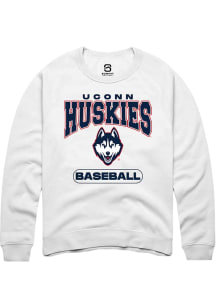 Summit Sportswear UConn Huskies Mens White Baseball Long Sleeve Crew Sweatshirt