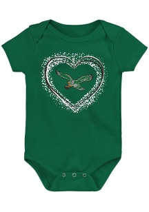Philadelphia Eagles Baby Kelly Green Heart Shot Retro Short Sleeve One Piece