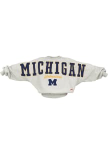 Pressbox Michigan Wolverines Womens Ash Flannigan Crew Sweatshirt