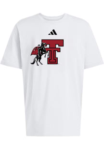 Adidas Texas Tech Red Raiders White Big Mascot Short Sleeve T Shirt