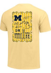 Michigan Wolverines Womens Navy Blue Campus Sketch Frame Short Sleeve T-Shirt