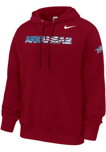 Nike Arkansas Razorbacks Mens Cardinal Red Patriotic Logo Long Sleeve Hoodie
