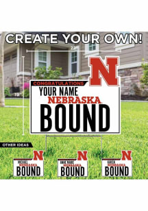 Nebraska Cornhuskers Personalized School Bound Yard Sign - White