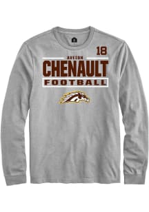 Aveion Chenault Western Michigan Broncos Grey Football NIL Stacked Box Long Sleeve Player T Shirt